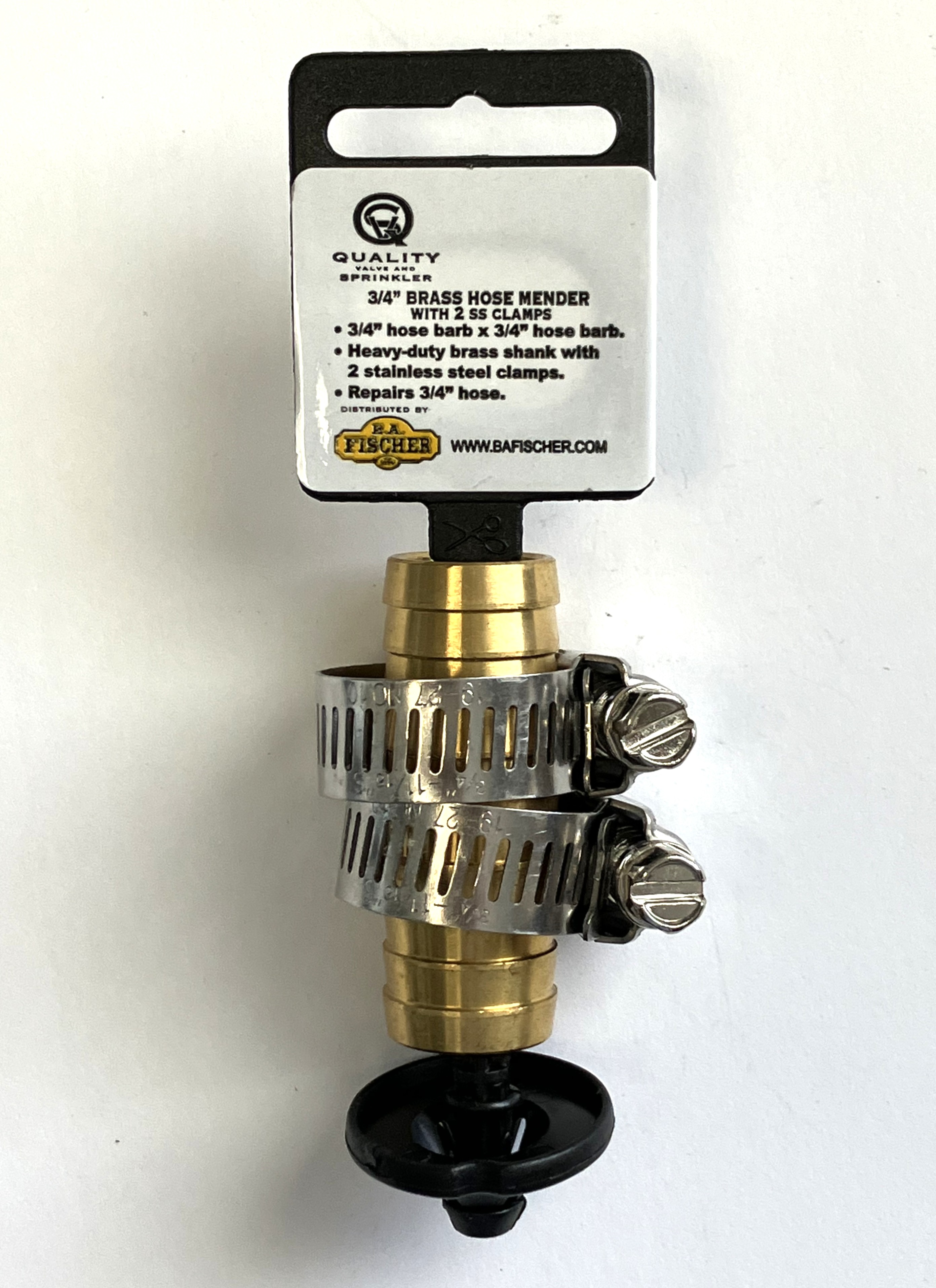 Brass hose mender / 2 ss clamps / 3/4" h-barb x 3/4" h-barb / 10 - Image 2