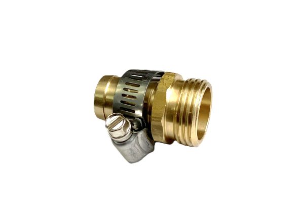 Brass male hose mender / ss clamp / 3/4" mht x 3/4" h-barb / 10