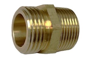 Brass Dble Male Hose Adapter / 3/4" Mht x 3/4" MPT x 1/2" FPT / 10
