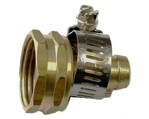 Brass Female Swivel Hose Mender / SS Clamp /  3/4" Fht x 1/2" Hose Barb / 10