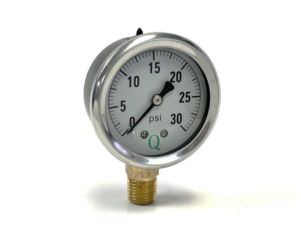 2" liq filled ga / blk stl cs / 1/4" lwr conn / 0-30#