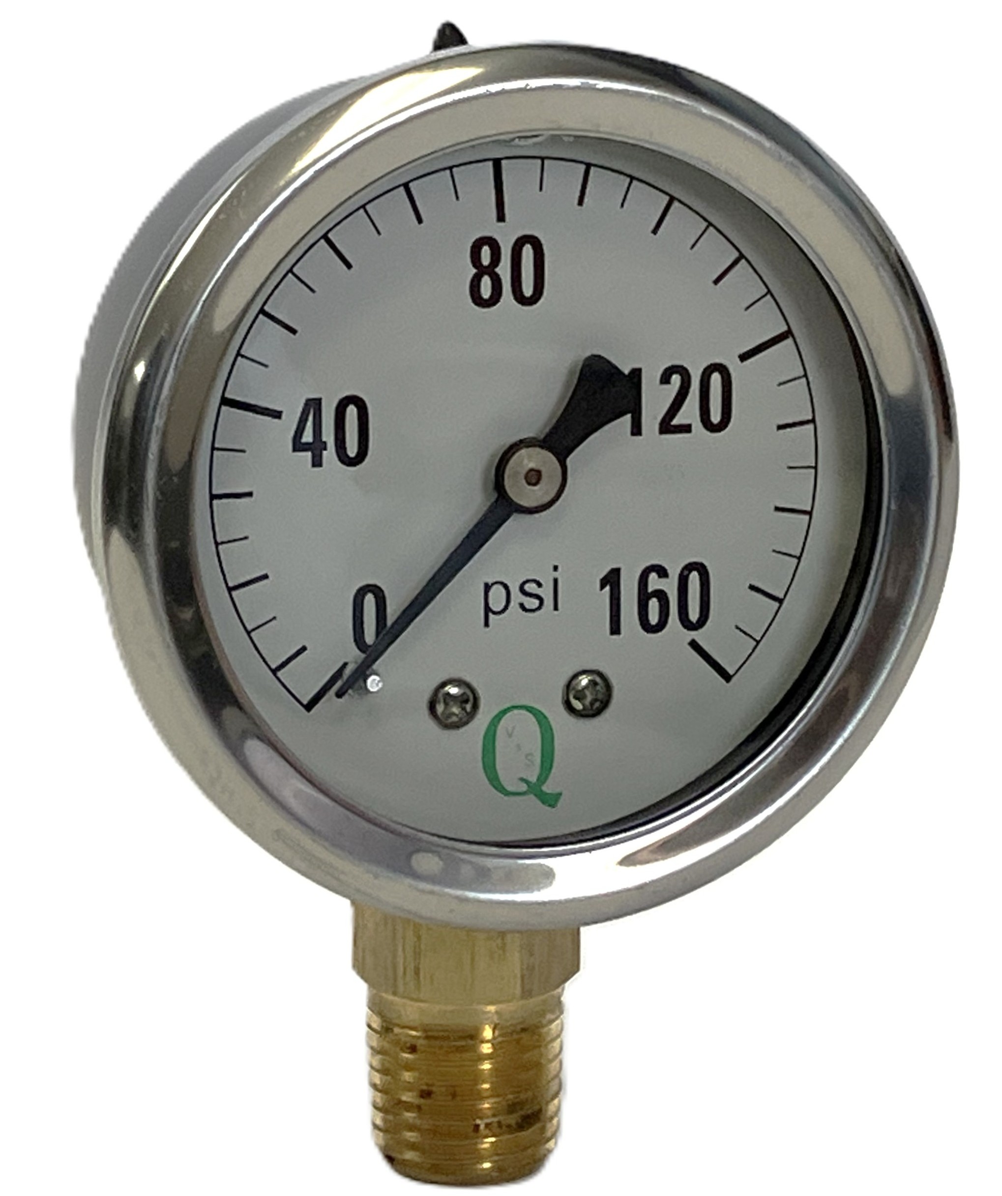 2" liq filled ga / blk stl cs / 1/4" lwr conn / 0-160#